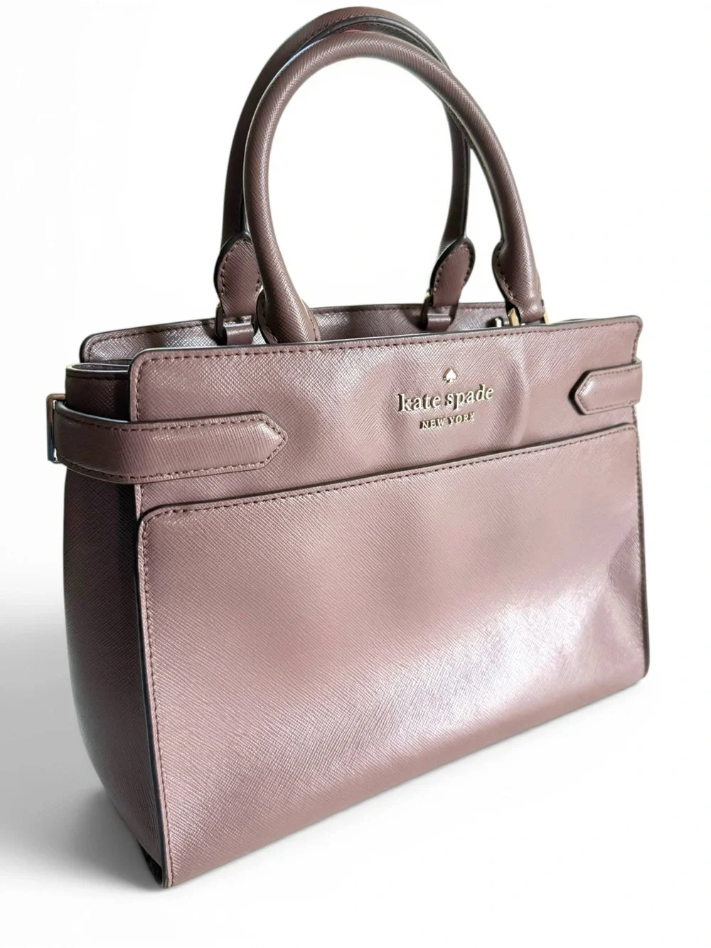 Kate Spade New York Staci Satchel Women Saffiano Leather Mauve Handbag Bag